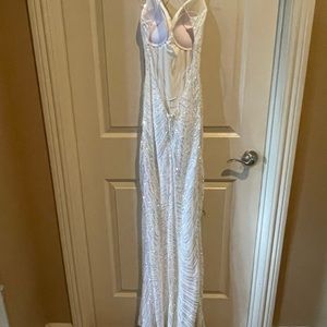 Long white sequined formal dress